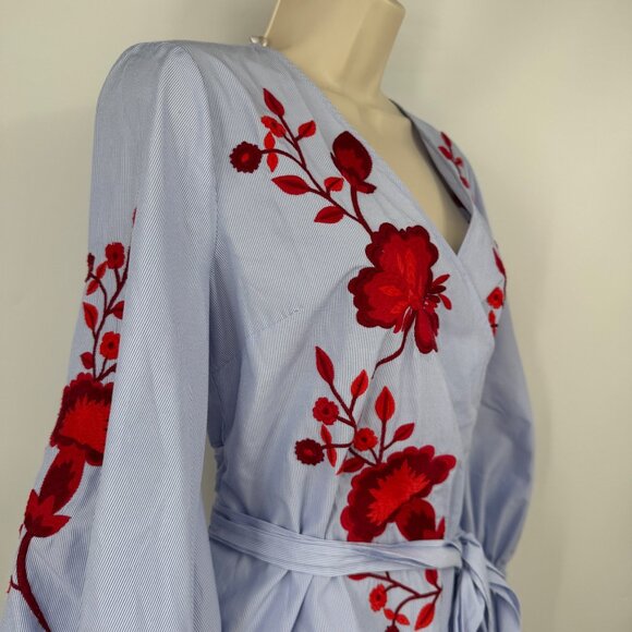 INC International Concepts Embroidered Wrap Top woman’s size small petite bishop - Picture 9 of 14